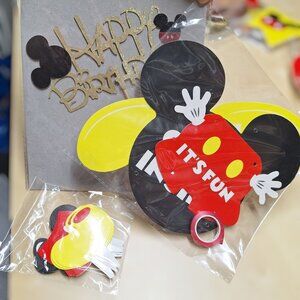 Mouse‎ Ears Happy Birthday Cake Topper Party Decor Shoes Red Yellow Cupcake